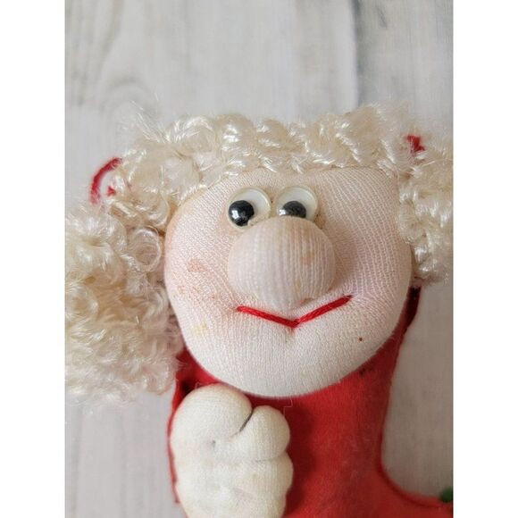 Plush stocking little girl handmade ornament Xmas - Picture 2 of 7